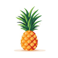 Pineapple on a clear background. Minimalist simple fruit illustration. Generative AI.