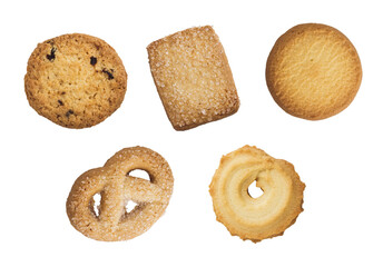 butter cookies isolated on white background