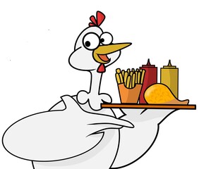 Chick waiter, pollo mesero, 