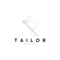 Tailor Logo, Needle and Thread Vector, Retro Vintage Simple Minimalist Old Inspiration Design