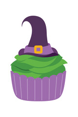 Halloween Cupcakes Illustration. Spooky decorated muffins, themed small cakes for 31 October and scary dessert food cartoon vector illustration set of halloween cake muffin spooky