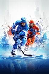 Obraz premium Portrait of athletes is playing ice hockey. Created with Generative AI technology. 