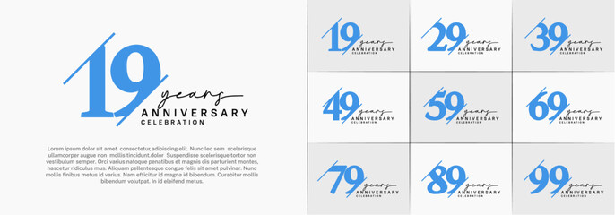 set of anniversary logo with blue and black color can be use for celebration