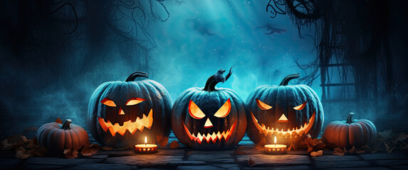 Jack o lantern halloween pumpkins - obrazy, fototapety, plakaty