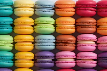 Foto op Plexiglas Macarons Colorful macarons in a row, Macaron, Generative AI 