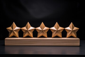 Wooden stars on top of table with black background, Generative AI
