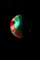 red and green disco ball