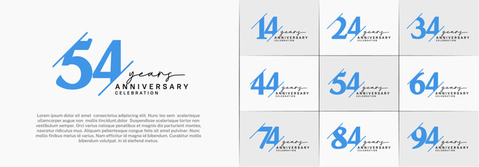 set of anniversary logo with blue and black color can be use for celebration