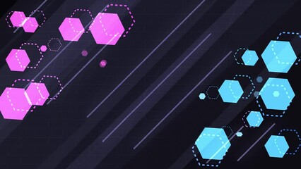 Colorful hexagons abstract geometric hi-tech motion background. 306
