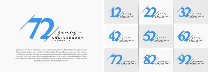 set of anniversary logo with blue and black color can be use for celebration