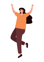 jumping young female cartoon