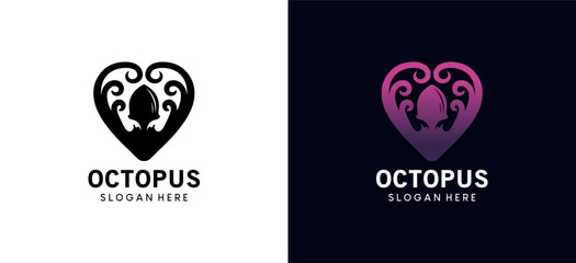 Modern abstract love octopus logo design © SlametWahono