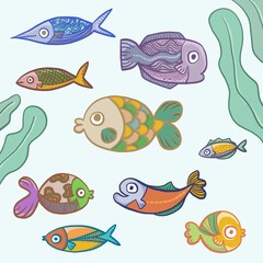 seamless background with fishes