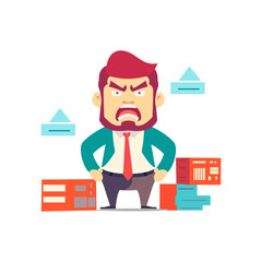 Angry and exasperated employee, character illustration