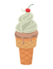 ice cream cone with fruit, icon design