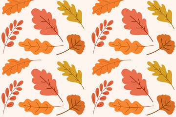 Obraz premium autumn leaves seamless pattern vector design background nature orange color