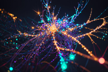 Networks of artificial neurons. abstract, straightforward illustrations of an AI-powered neural machine mind. Cybernetic networks and artificial intelligence in computer learning. science idea.