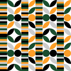 Seamless Abstract Geometric Pattern Decorative Ornament Wall Textile Fabric Background Seamless Vector Illustration Green Black Orange