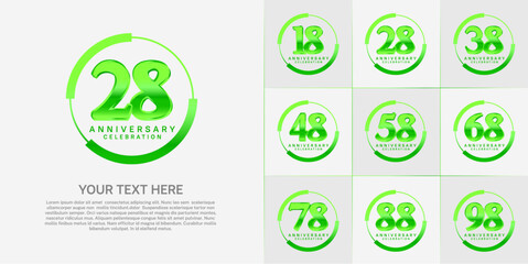 set of anniversary logo with green number in circle can be use for celebration