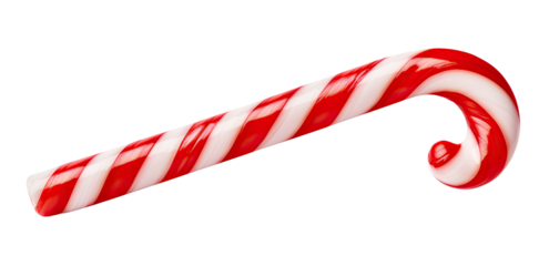 Traditional Christmas candy cane isolated on transparent background