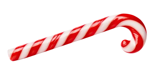Foto op Plexiglas Traditional Christmas candy cane isolated on transparent background © Aleksandr Bryliaev
