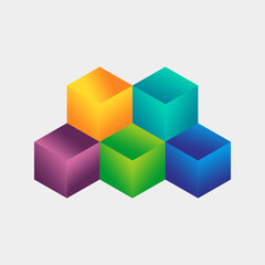 Abstract Vector Illustration Composition Of 3d Cubes 