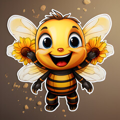 Honey Bee sticker vector .