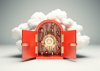 Cloud Computing Ransomware Cyber Security Internet Technology 3d illustration. AI Generative. - obrazy, fototapety, plakaty
