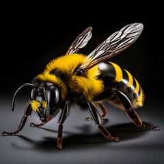 honeybee on black background