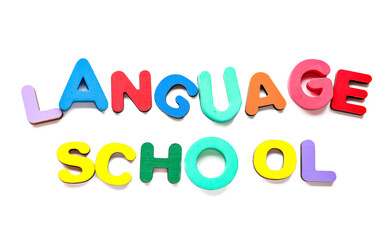Text LANGUAGE SCHOOL isolated on white background