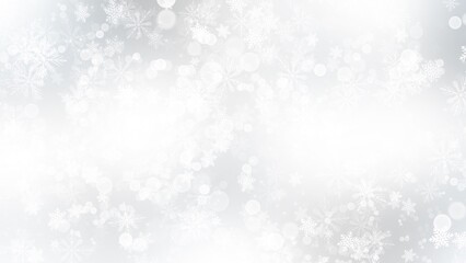 Abstract background glitter lights and falling snow flakes fly defocused bokeh and New Year background ,  illustration