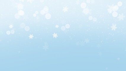 Abstract background with bokeh and snowflake on blue background , illustration background lights and falling snow 