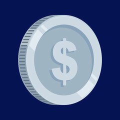 Fototapeta premium US Dollar Coin Silver Vector