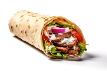 doner kebab isolated on white background, created by Generative AI