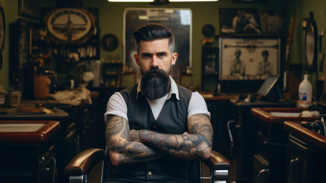 Barber shop, hair clipper and black man portrait of an entrepreneur with a smile. Salon, professional worker and male person face with happiness and proud from small business and beauty parlor