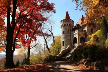 Fototapeta na wymiar old castle in the autumn