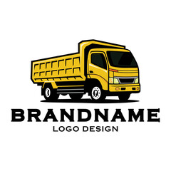 Yellow and black dump truck logo vector. Suitable for garbage or recycling company. © Guavanaboy