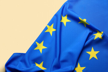 Flag of European Union on yellow background