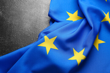 Flag of European Union on grey grunge background