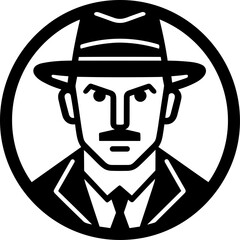 Detective investigator avatar logo single icon svg vector