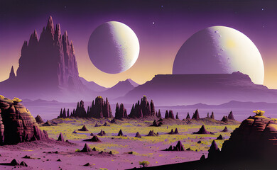 Alien Planet Landscape, generative AI