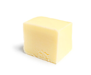 Piece of fresh butter on white background