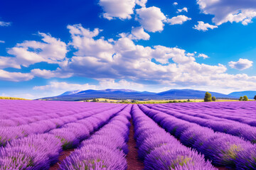 Plakat Lavender field in Valensole, Provence, France. Generative AI