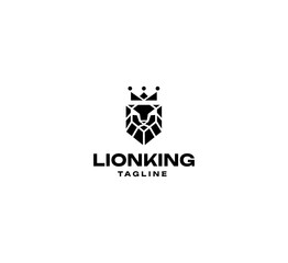 Fototapeta premium lion king shield logo vector design , Royal Lion crown logo template. Elegant gold Leo crest symbol. 