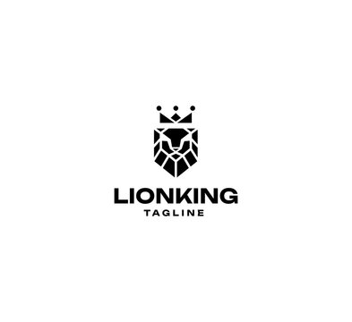 lion king shield logo vector design , Royal Lion crown logo template. Elegant gold Leo crest symbol. 