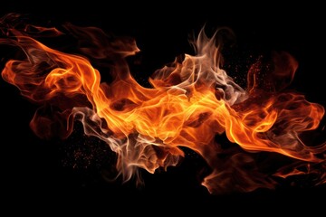 close up of a fire on a black background, created by Generative AI