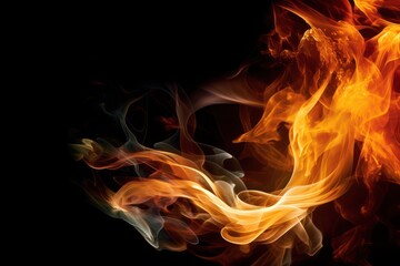 close up of a fire on a black background, created by Generative AI