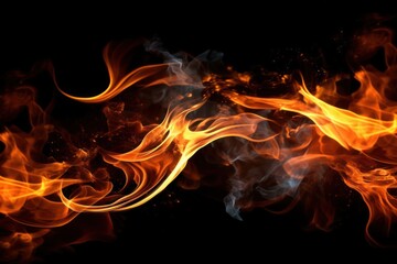 close up of a fire on a black background, created by Generative AI