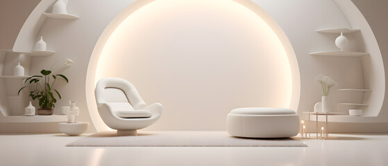 Stylish living white tone room interior of modern