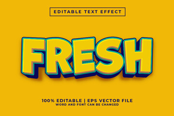Fresh 3d Editable Text Effect Cartoon Style Premium Vector